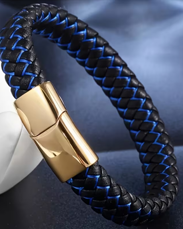 Buy 1 Get 1 Free Braided Leather Black Magnetic Lock Fashion Bracelet