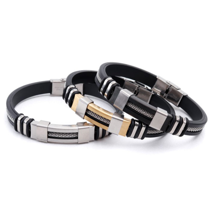 Buy 1 Get 1  free Stainless Steel Braided Leather Bracelet for Men Cuff Bangle Cross Magnetic