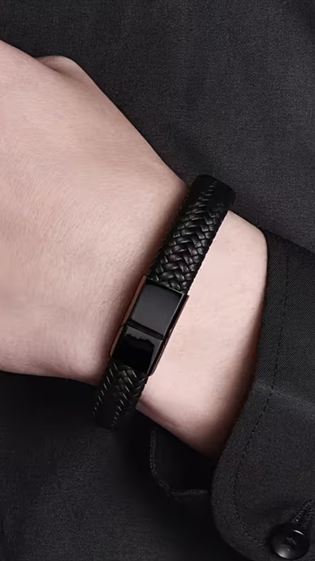 Buy 1 Get 1 Free Braided Leather Black Magnetic Lock Fashion Bracelet