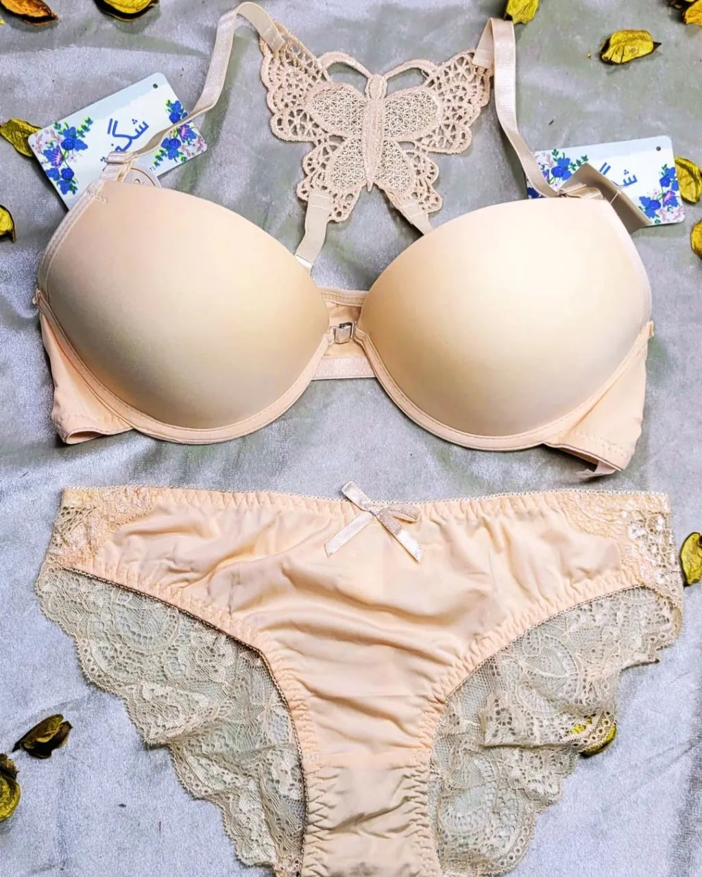 Bra and Panty Set Front Open Push Up Bra Butterfly Design