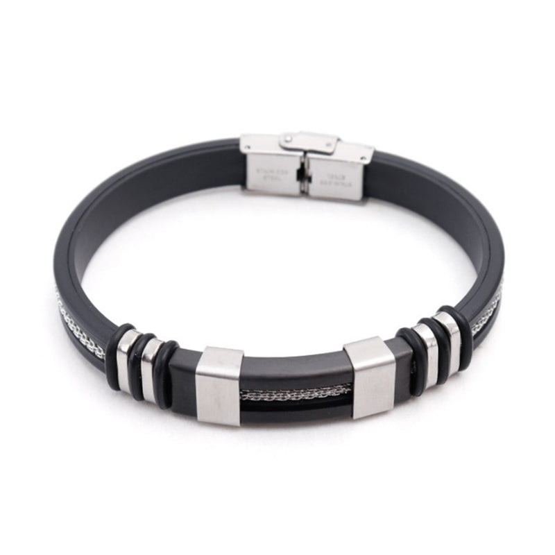 Buy 1 Get 1  free Stainless Steel Braided Leather Bracelet for Men Cuff Bangle Cross Magnetic