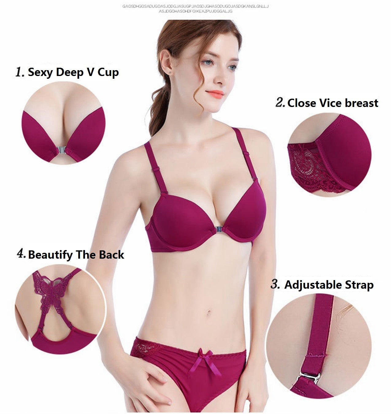 Bra and Panty Set Front Open Push Up Bra Butterfly Design