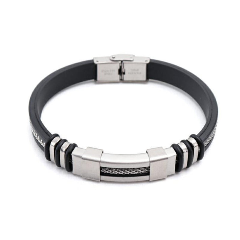 Buy 1 Get 1  free Stainless Steel Braided Leather Bracelet for Men Cuff Bangle Cross Magnetic