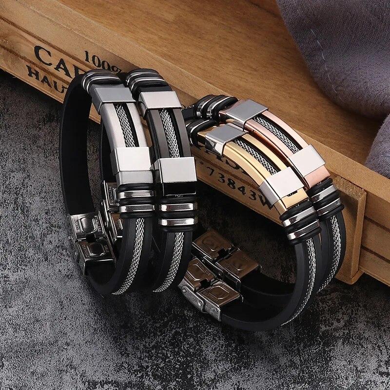 Buy 1 Get 1  free Stainless Steel Braided Leather Bracelet for Men Cuff Bangle Cross Magnetic