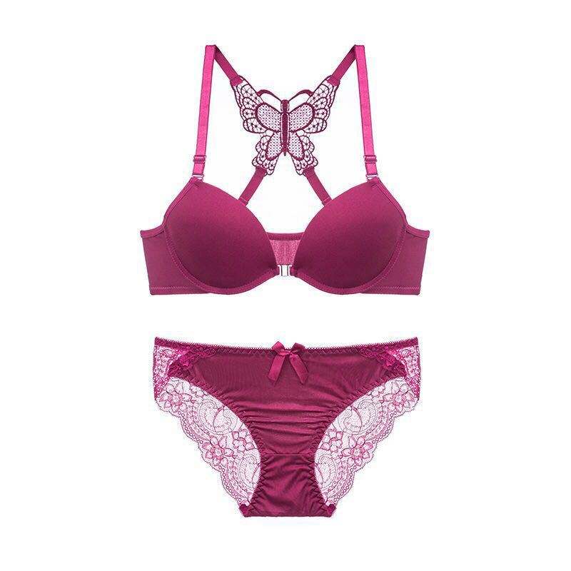 Bra and Panty Set Front Open Push Up Bra Butterfly Design