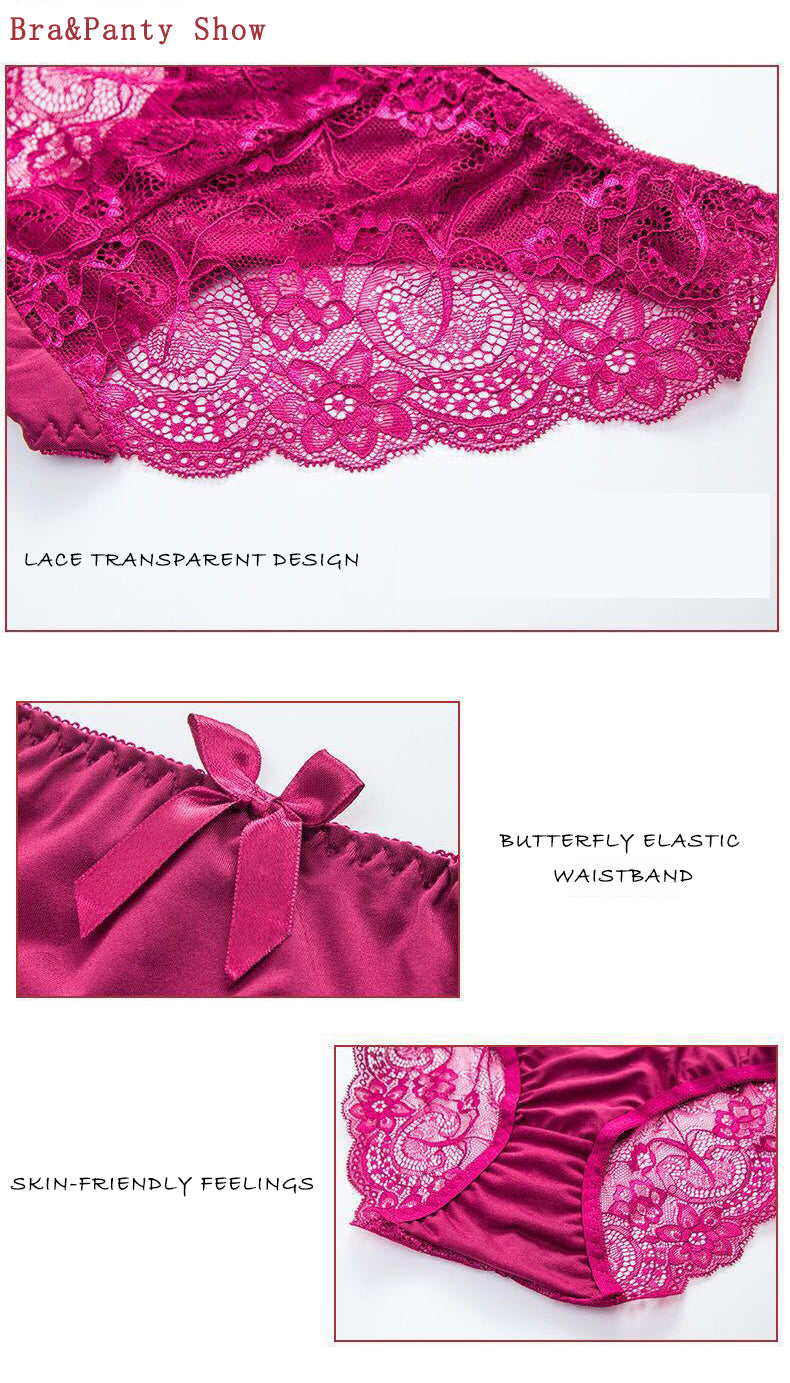 Bra and Panty Set Front Open Push Up Bra Butterfly Design