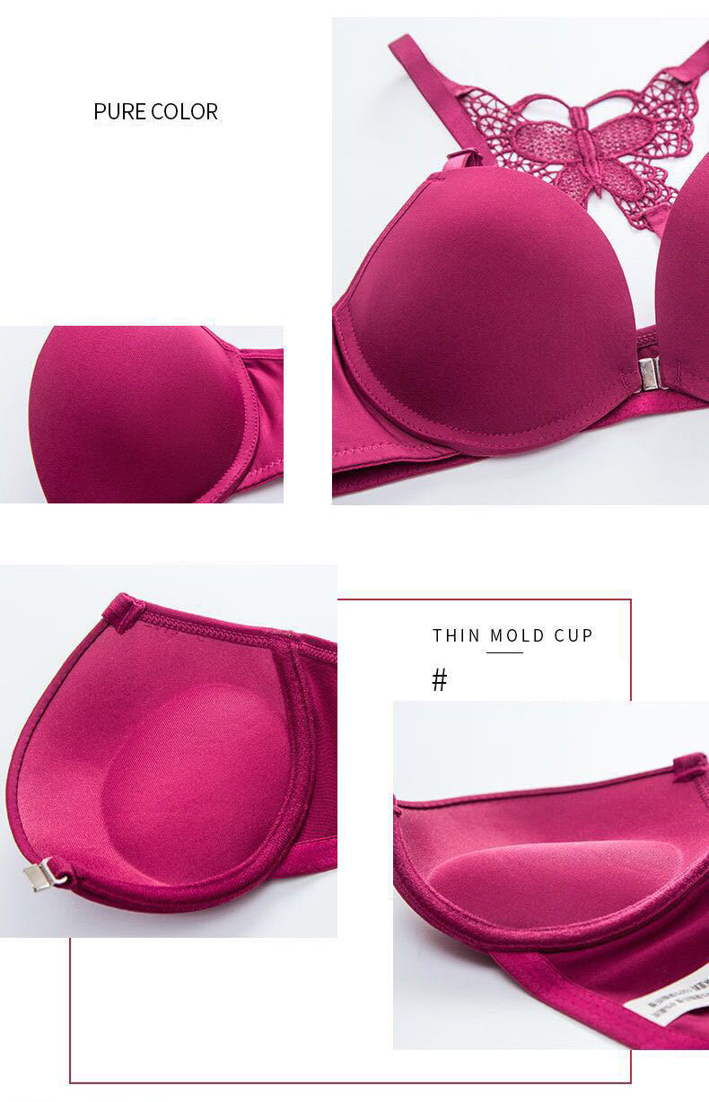 Bra and Panty Set Front Open Push Up Bra Butterfly Design