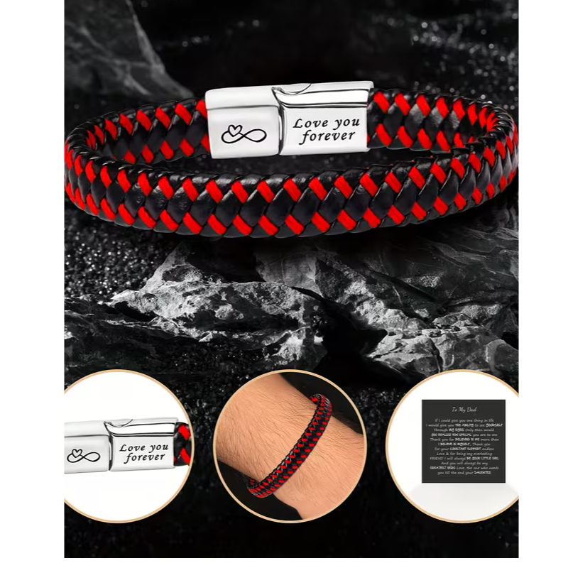 Buy 1 Get 1 Free Braided Leather Black Magnetic Lock Fashion Bracelet