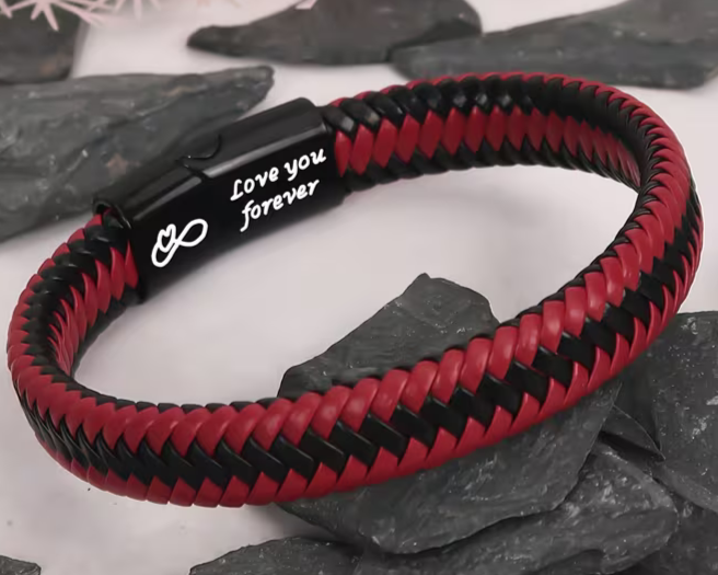 Buy 1 Get 1 Free Braided Leather Black Magnetic Lock Fashion Bracelet