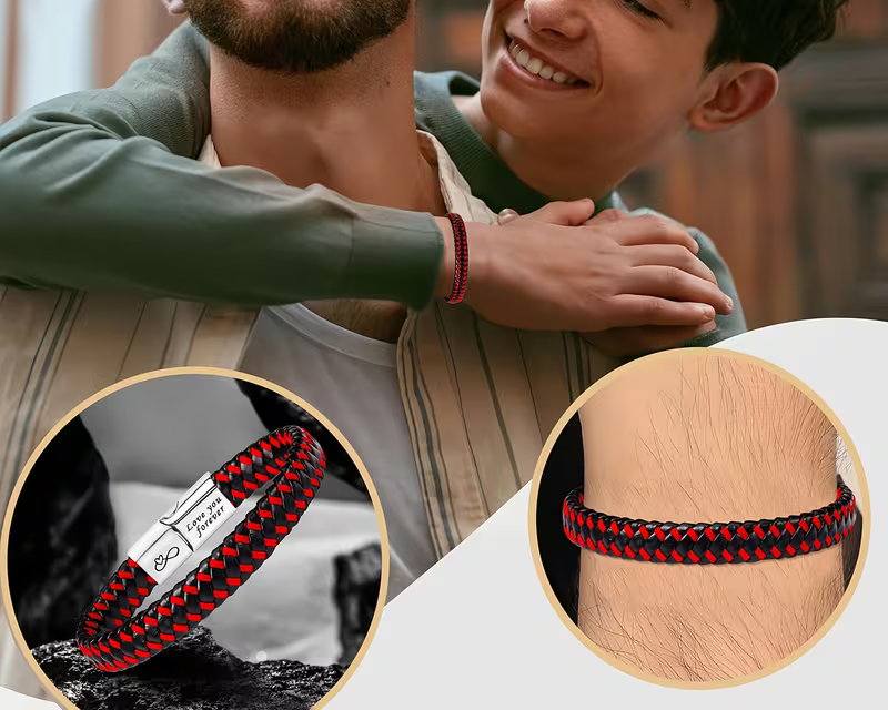 Buy 1 Get 1 Free Braided Leather Black Magnetic Lock Fashion Bracelet