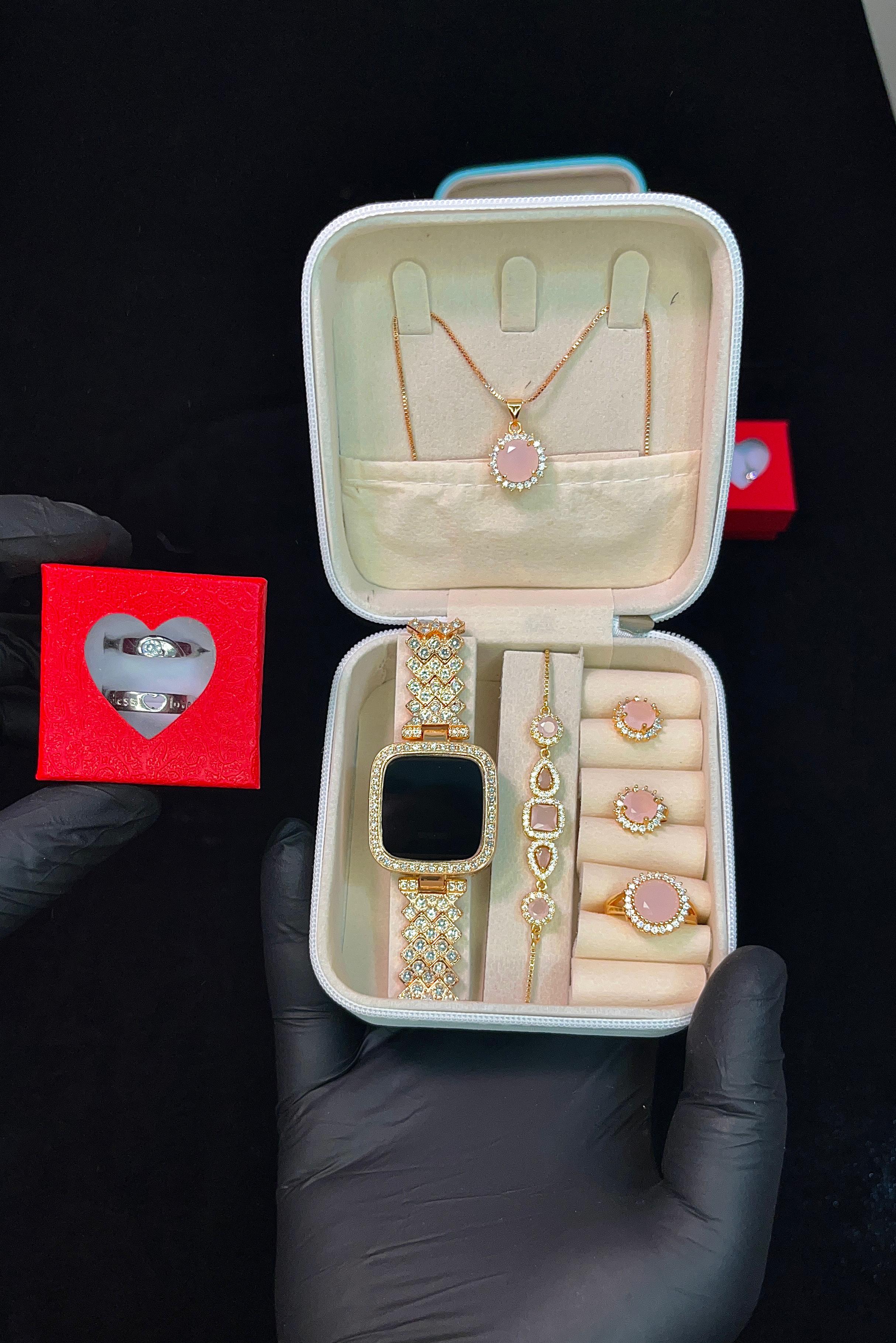 Luxury Ladies Jewelry Box with Free Couple Rings – Perfect Romantic Gift