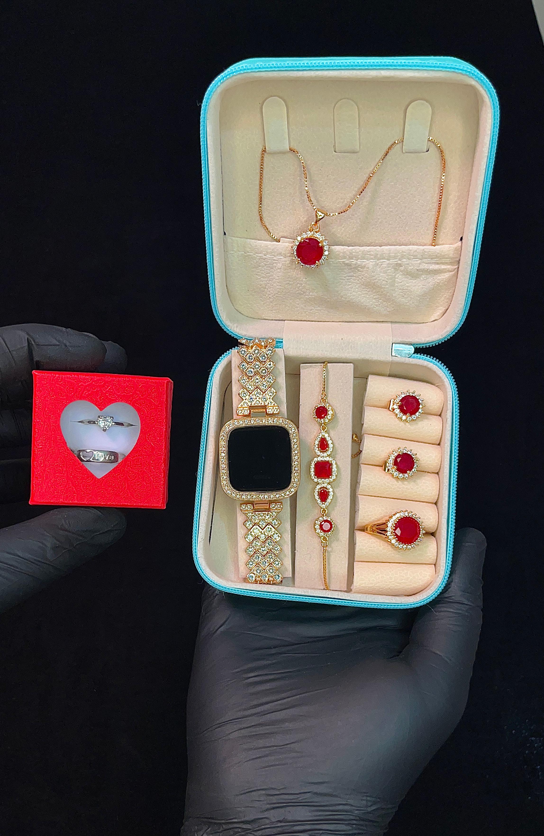 Luxury Ladies Jewelry Box with Free Couple Rings – Perfect Romantic Gift