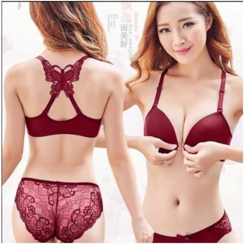 Bra and Panty Set Front Open Push Up Bra Butterfly Design